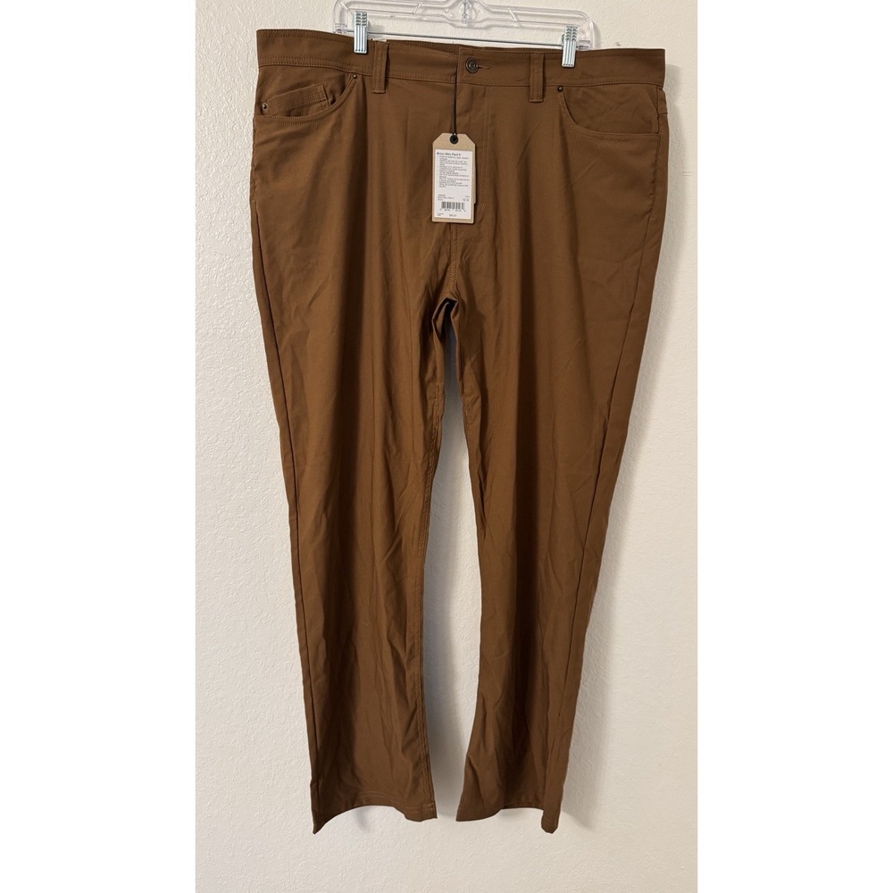 NEW Prana Brion II Pants 42x32 Slim Fit Tapered Sepia Brown 1965551